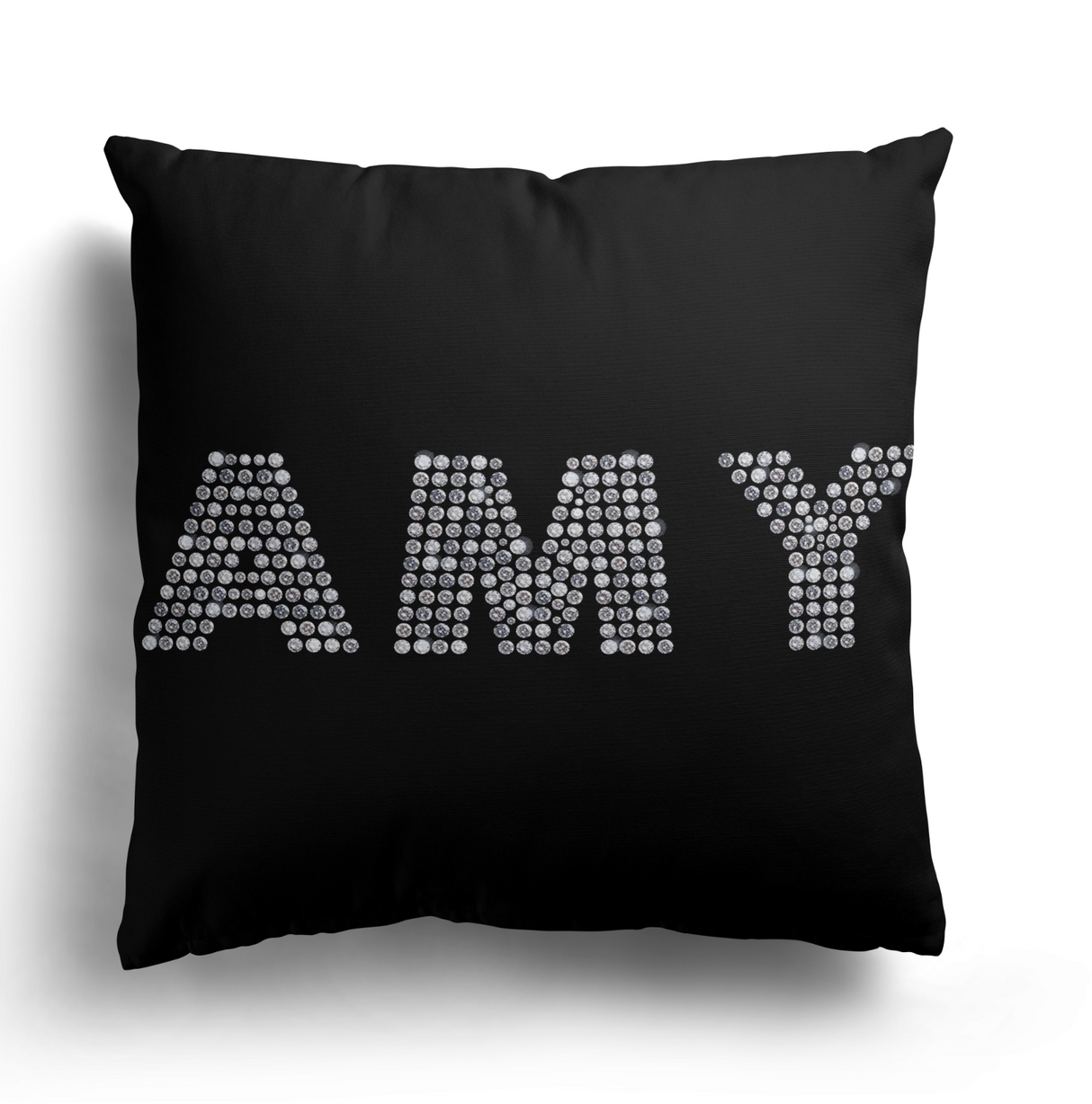 Personalised Name Diamond Gems Letters Soft Square Filled Cushion Throw Decor