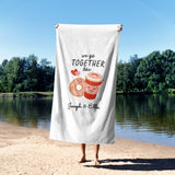 We Go Together Coffee + Donuts Personalised Name Custom Beach Bath Sheet Towel