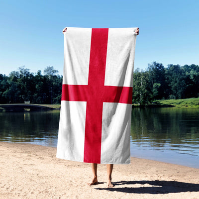 England Flag St George's Cross Custom Soft Highly Absorbent Beach Bath Sheet