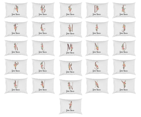 Personalised Floral Watercolour Hand Paint Effect Alphabet Floral Name Pillow