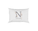 Personalised Misty Dusty Pastel Alphabet Floral Name Initial Letter Pillow Case