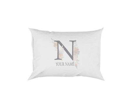 Personalised Misty Dusty Pastel Alphabet Floral Name Initial Letter Pillow Case