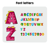 Personalised Name Dinosaur Alphabet Font Kids Cot Bed Duvet Cover + Pillowcase
