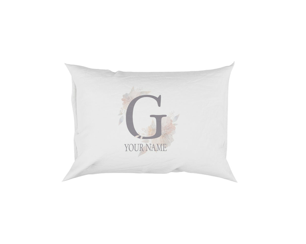 Personalised Misty Dusty Pastel Alphabet Floral Name Initial Letter Pillow Case