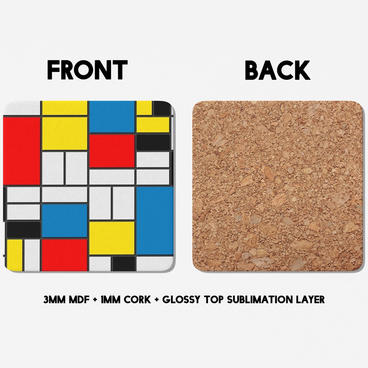 Piet Mondrian Painters Art Custom Coffee Tea Mug Coaster Set Option Gift Him Her