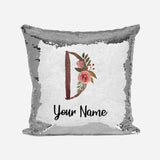 Personalised Floral Watercolour Effect Alphabet Sequin Magic Cushion + Pillow