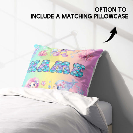 Personalised Name Mermaids + Jellyfish Single Bed Duvet Cover + Pillowcase Set
