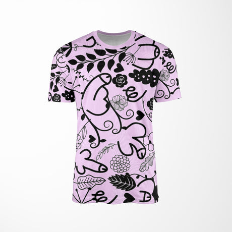 Personalised Floral Willy Pattern Custom Printed T-Shirt Choose Colour Unisex