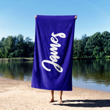 Personalised Custom Name Plain Script Font Soft Absorbent Beach Bath Sheet Towel