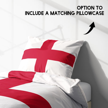 England Flag St George's Cross Single Size Bed Duvet Cover Quilt + Pillowcase