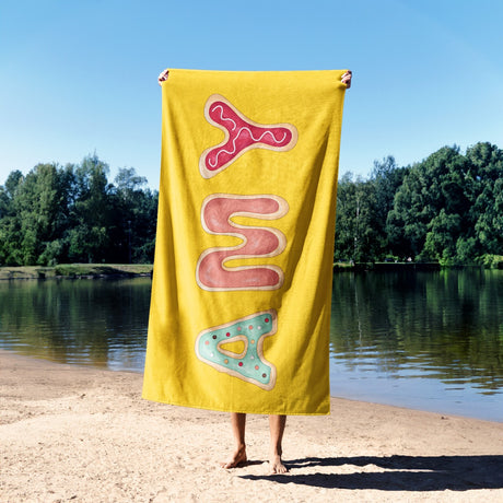 Personalised Any Name Cookie Alphabet Colour Absorbent Beach Bath Sheet Towel