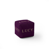 Personalised Any Name Vector Gold Coloured Ottoman Filled Pouffe Washable Cover