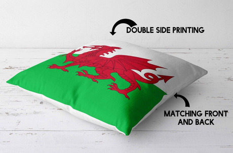 Wales Flag Welsh Dragon Soft Square Filled Cushion Decorative Throw Various Size