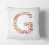 Personalised Alphabet Floral Name Initial Letter Cushion Pillow Case Insert Fill