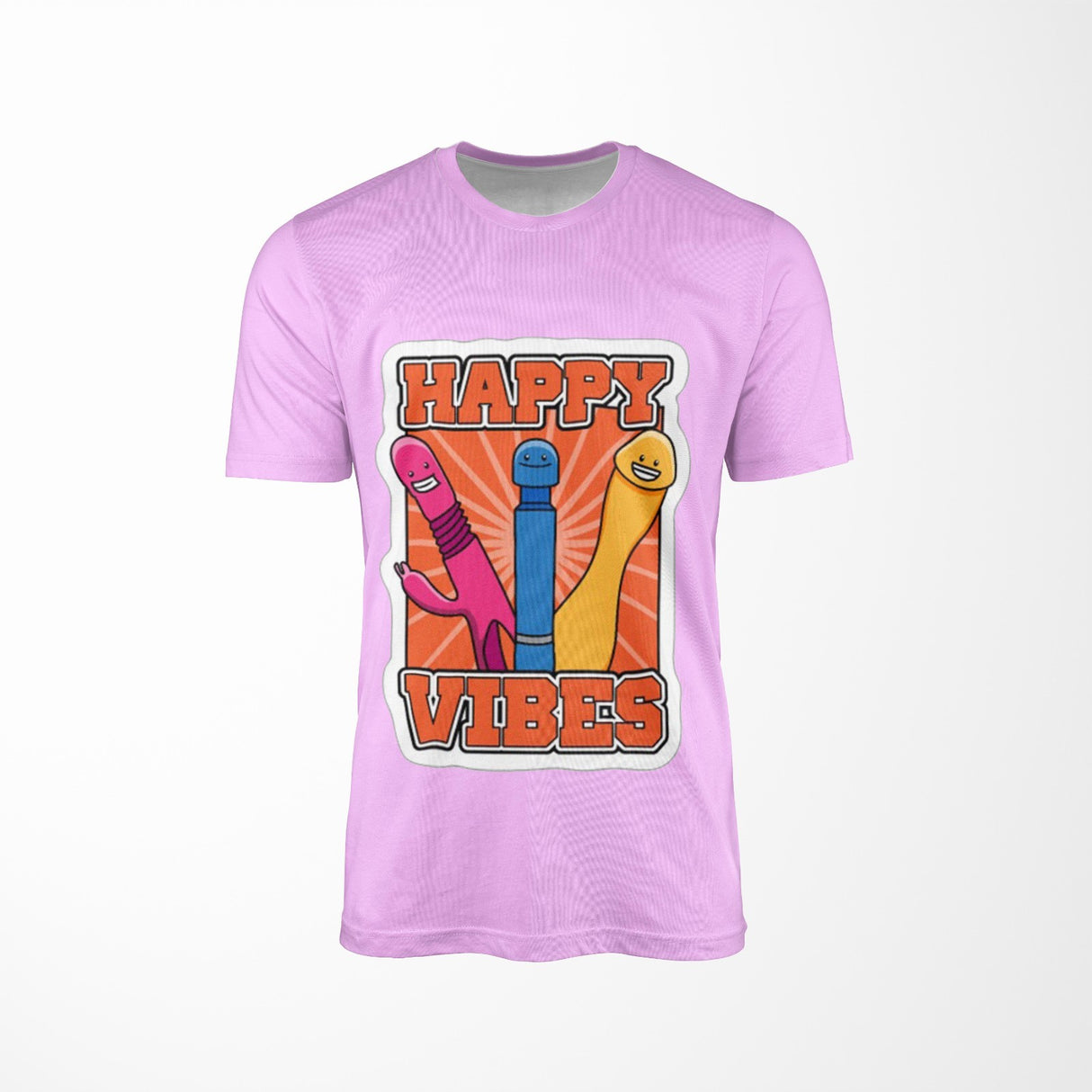 Personalised Happy Vibes Rude Funny Custom Printed T-Shirt Choose Colour Unisex