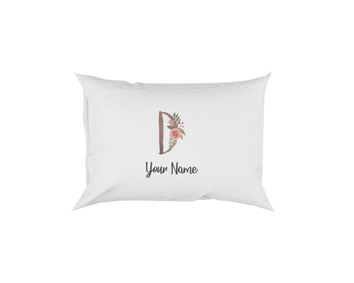 Personalised Floral Watercolour Hand Paint Effect Alphabet Floral Name Pillow