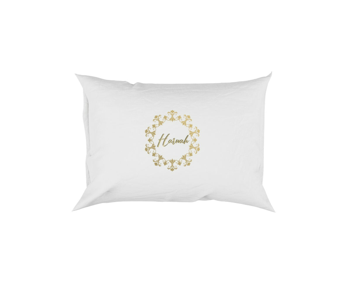 Personalised Name Wreath Gold Soft Pillowcase Pillow Case Cover