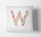 Personalised Alphabet Floral Name Initial Letter Cushion Pillow Case Insert Fill
