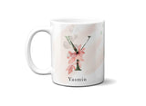 Gentle Touch Blush Pink Design Name Initial Letter Coffee Mug Gift 11oz Ceramic