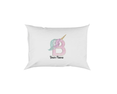 Personalised Unicorn Sparkly Kids Girls Monogram Alphabet Initial Letter Pillow