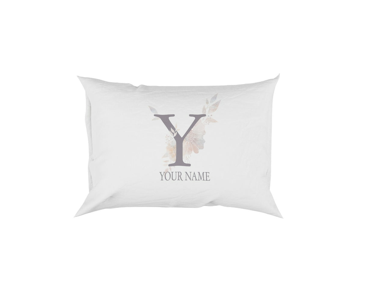 Personalised Misty Dusty Pastel Alphabet Floral Name Initial Letter Pillow Case