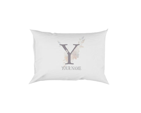 Personalised Misty Dusty Pastel Alphabet Floral Name Initial Letter Pillow Case