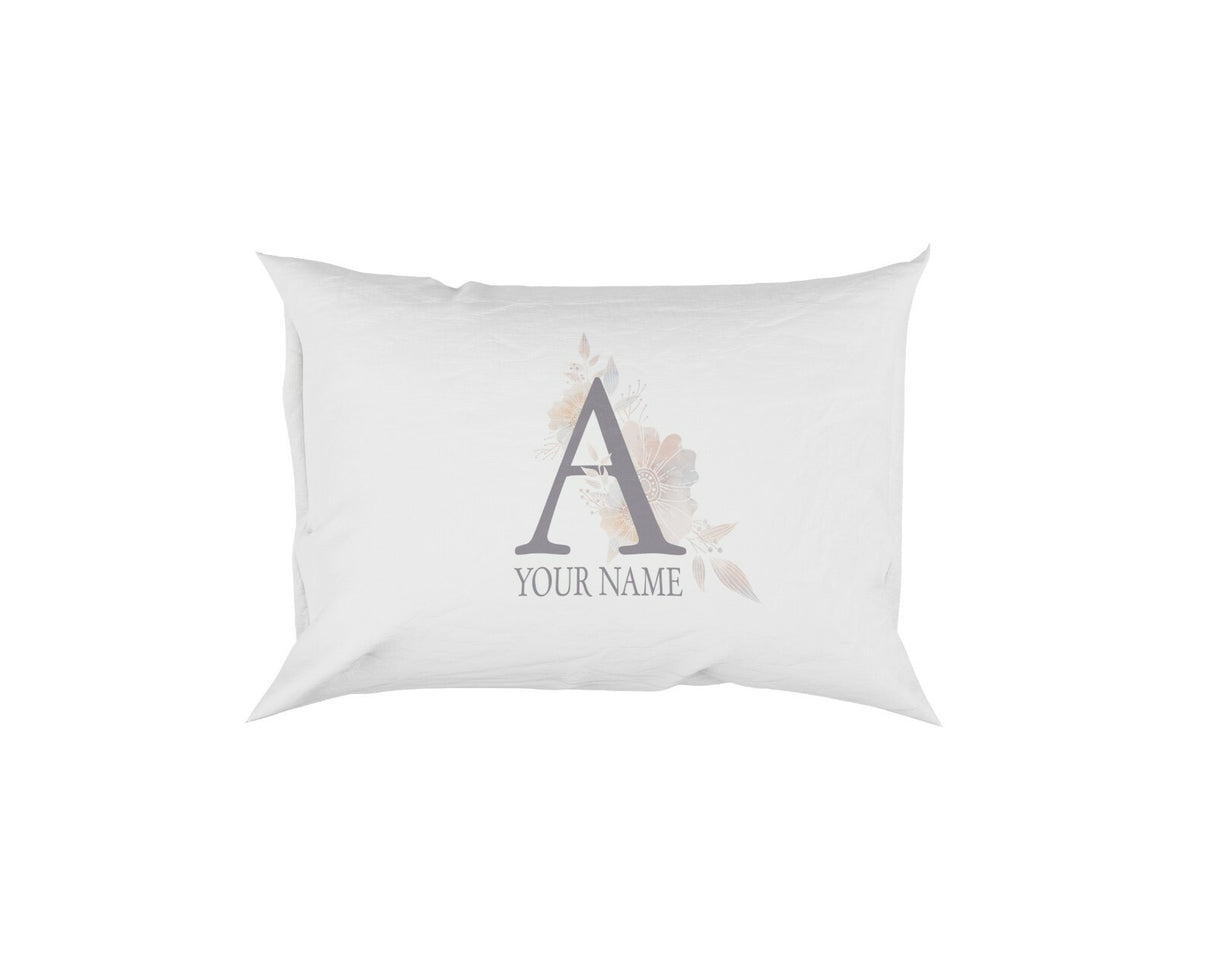 Personalised Misty Dusty Pastel Alphabet Floral Name Initial Letter Pillow Case