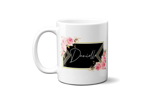 Black Gold Frame Floral Border Coffee Tea Mug 11oz Mug And Coaster Set Option