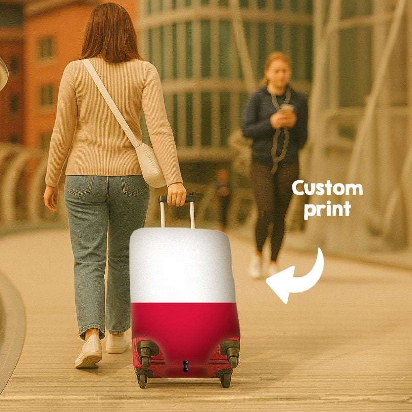 Poland Flag Polish Suitcase Cover Travel Gift Stretch Luggage Protector Custom