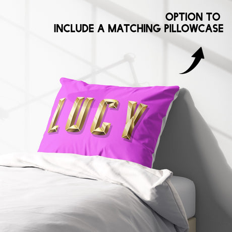 Personalised Name Gold Brick Letters Soft Single Size Novelty Bed Duvet Cover