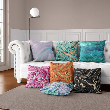 Liquid Marble Custom Design Coloured Novelty Square Filled Cushion Decor Gift