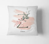 Personalised Gentle Blush Floral Pink Name Monogram Cushion Cover Case & Insert 