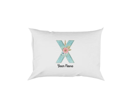 Personalised Unicorn Sparkly Kids Girls Monogram Alphabet Initial Letter Pillow