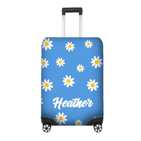 Simple Daises Name Cute Gift Custom Luggage Cover Personalise Suitcase Protector