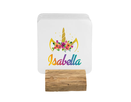 Personalised Name Unicorn Floral Coffee Tea Mug Gift 11oz Mug + Coaster