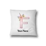 Personalised Unicorn Sparkly Kids Girls Monogram Alphabet Initial Letter Cushion