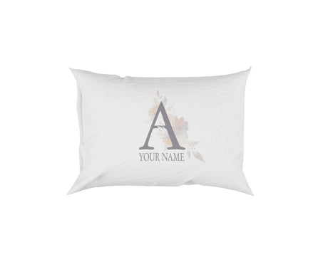 Personalised Misty Dusty Pastel Alphabet Floral Name Initial Letter Pillow Case