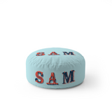 Personalise Vintage Ornament Name Kids Font Ottoman Filled Pouffe Washable Cover