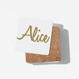 Personalised Name Gold Glitter Font Novelty Coffee Tea Mug Coaster Gift Him Her