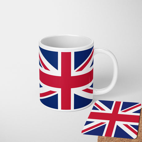 GB Flag Union Jack Flag Custom Printed Coffee Tea Mug MDF Coaster Gift Him Her