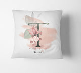 Personalised Gentle Blush Floral Pink Name Monogram Cushion Cover Case & Insert 