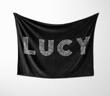 Personalised Diamond Gems Letters Novelty Soft Fleece Mink Blanket Gift Decor