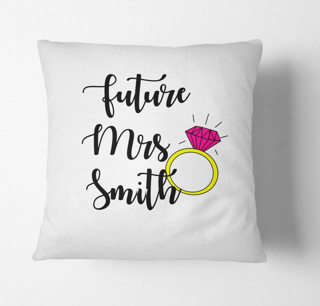 Personalised Future Mrs Wedding Wife Fiance Name Cushion Cover Case & Insert 