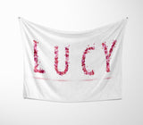 Personalised Name Pink Rose Petals Novelty Soft Fleece Mink Blanket Gift Decor