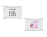 Set of 2 His & Hers The Real Boss Novelty Funny Personalised Pillow Case Cover