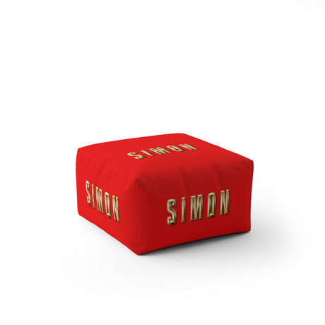 Personalised Name Gold Brick Letters Colour Ottoman Filled Pouffe Washable Cover