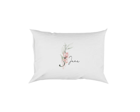 Personalised Your Name Gentle Botanical Blush Initial Letter Pillow Case Gift