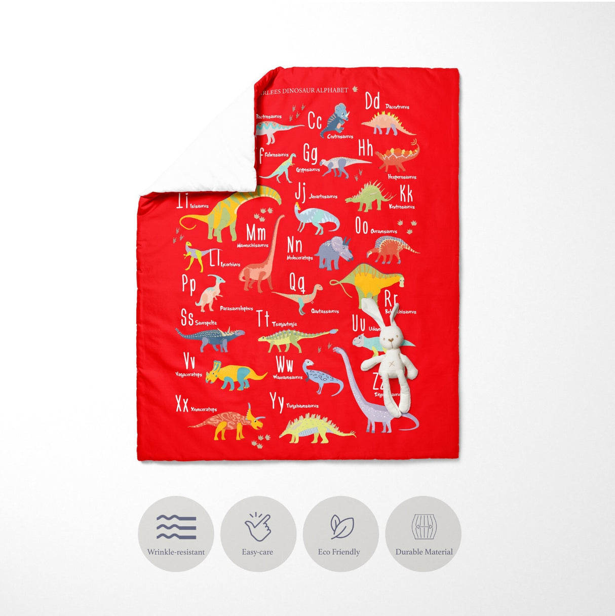 My Dinosaur Alphabet Personalised Toddler Cot Bedding Duvet Cover + Pillowcase