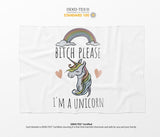 B*tch Please I'm a Unicorn Rude Custom Colour Fleece Mink Blanket Throw Gift