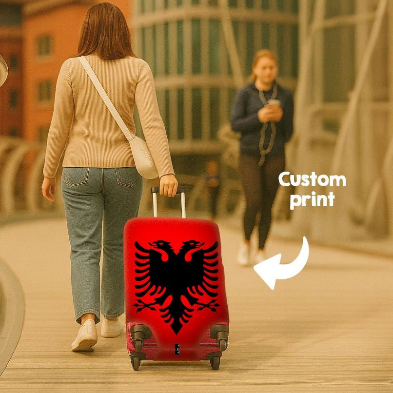 Albania Flag Suitcase Cover Travel Gift Stretch Fit Luggage Protector Custom